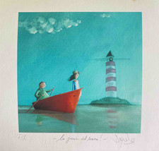 DIEGO SANTINI - “La poesia del mare!” - Grafica Ritoccata A Mano- 19x19 cm