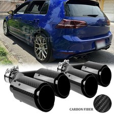 For Vw Golf Gti 2pcs Carbon Fiber 2.5 In 4 Out Dual Exhaust Tip Pipe Muffler