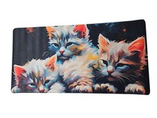3 Kittens Gaming Mouse Pad 3mm Thick Stitched Edge Waterproof 16 x 30 in