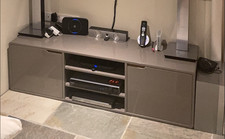 Dwell TV Unit – Grey Gloss/Walnut Interior Shelving - Good condition