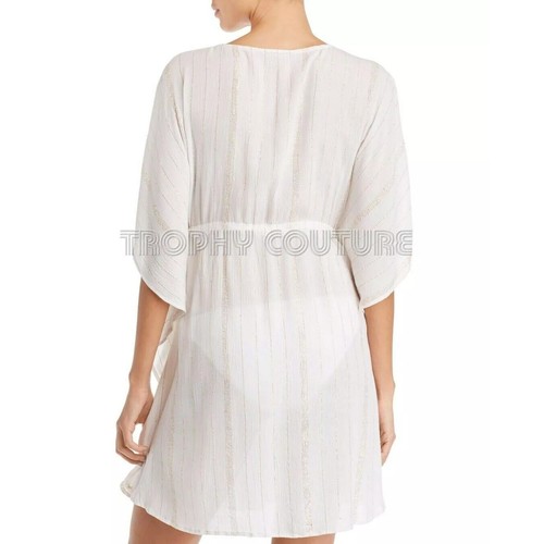 Bleu Rod Beattie WHITE/GOLD Metallic Caftan Swim Cover-Up Size Large NWT - 第 2/13 張圖片
