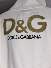 Vintage D&G Dolce & Gabbana White Zip Track Jacket Gold Logo Y2K Womens L