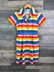 Joanie Shirt Dress Size UK 8 Rainbow Striped Button Up Fun Funky Summer Bright