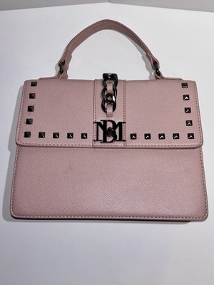 Badgley Mischka Pink Studded Satchel Crossbody Bag Top Handle Purse
