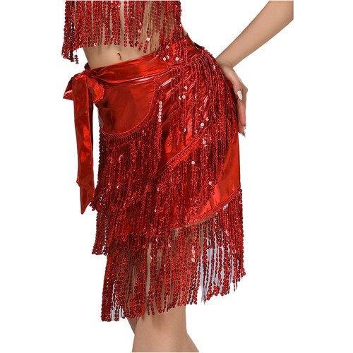 Damen Rock Französisch Tanzkleidung Fringe Hüfte Schal Cha-cha Binden Wrap - Picture 57 of 83