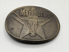 1987 Marlboro Solid Brass Belt Buckle Phillip Morris Inc.