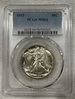 GRADED 1943 Walking Liberty Half Dollar PCGS MS64 Silver American Coin