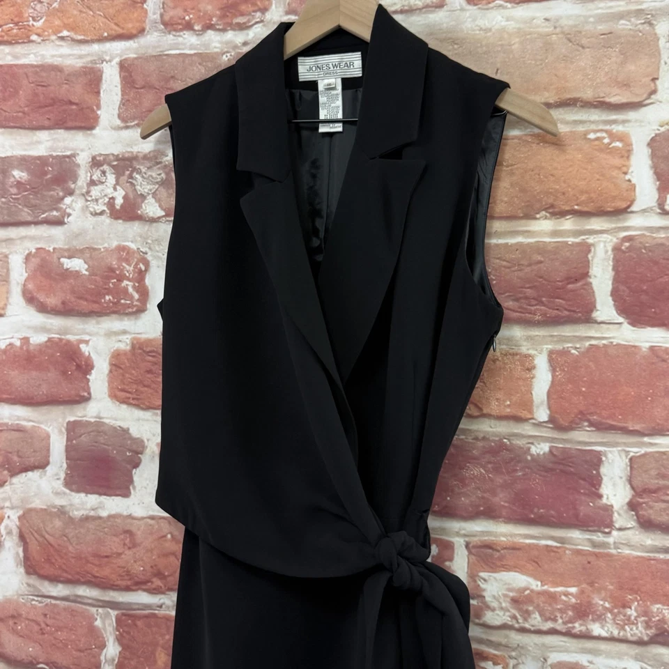 Vintage Jones Wear Dress Womens 16 Black Sleeveless Wrap Tie Waist Casual Career - Image 4 of 4