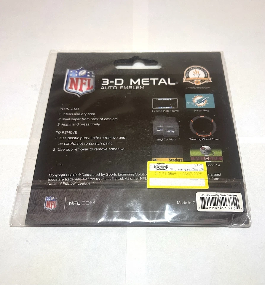 Nuevo NFL Cromo Elevado Metal 3D Grueso Calcomanía Emblema Coche Camión SUV Hecho en EE. UU. Foto 3 de 3