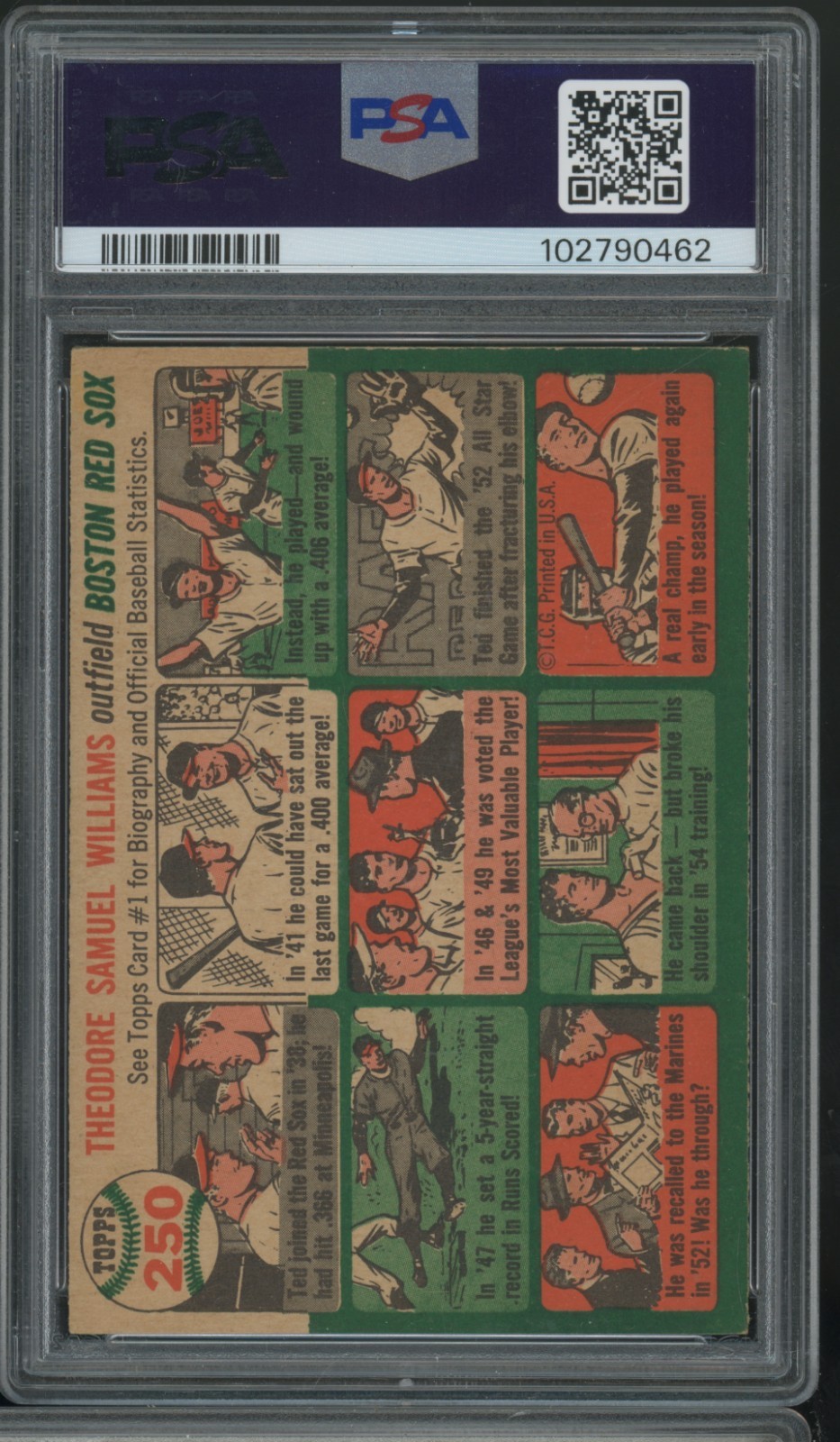 1954 TOPPS #250 TED WILLIAMS RED SOX HOF PSA 5.5 EX+ D2 view 2