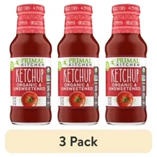 (3 Pack) Primal Kitchen Unsweetened Ketchup 11.3oz, Organic Gluten-Free Option