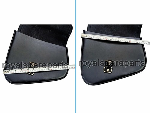Royal Enfield GT & Interceptor 650 Genuine Leather Black Pannier Bags Pair D2 - Picture 7 of 12