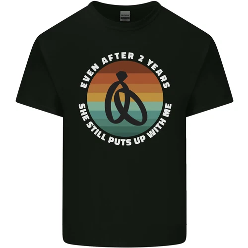 2 Year Wedding Anniversary 2nd Marriage Mens Cotton T-Shirt Tee Top