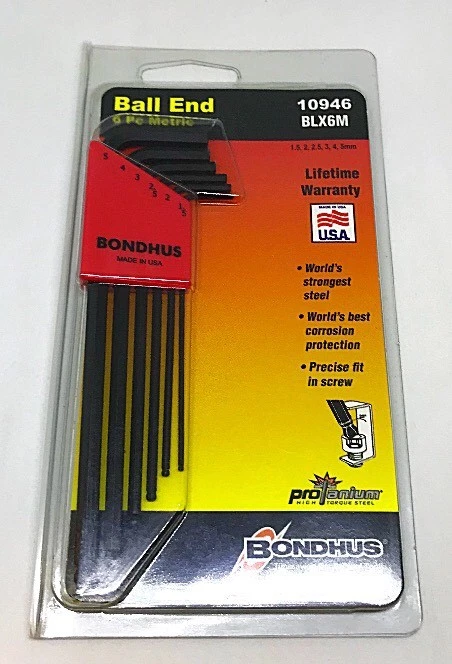 Bondhus 6 Piece Metric Ball End Hex Allen Key Set 1.5 5MM BLX6M eBay