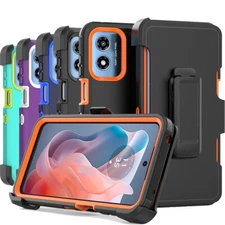 For Motorola Moto G Play 2024 4G Case Hybrid+Belt Clip Fits Otterbox Defender
