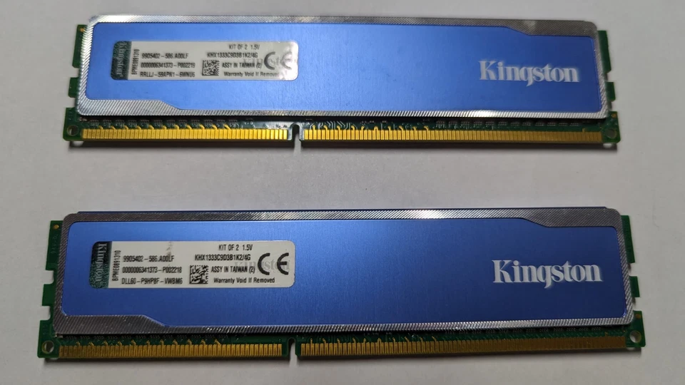 4GB Kit (2x2GB) Kingston HyperX Blu DDR3-1333 Desktop Memory KHX1333C9D3B1K2/4G - Image 2 of 2