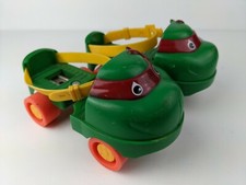 Vintage Child's Plastic Roller Skates Teenage Mutant Ninja Turtles Raphael Rare