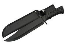 SZCO SUPPLIES 15" Outdoor Survival Black Tech Bowie Blade Knife