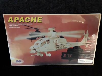Apache Helicopter 3D Puzzle Woodcraft Construction Kit Home School Art Project