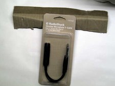 7-inch shielded y-adapter, 2 1/4in plugs to mono 1/4in jack