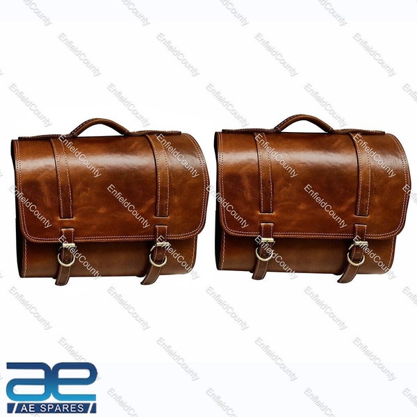 FüR Royal Enfield Klassisch 350 500Cc Hellbraun Original Leder GepäCk Tasche S2U-image