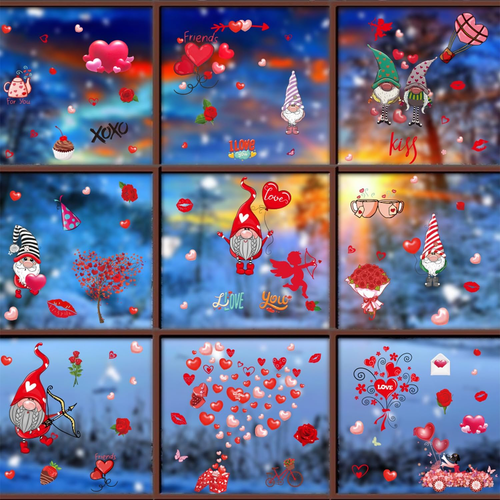 9 Sheet Valentines Day Decor Window Clings, Valentines Day Decorations Supplies. - Picture 7 of 12