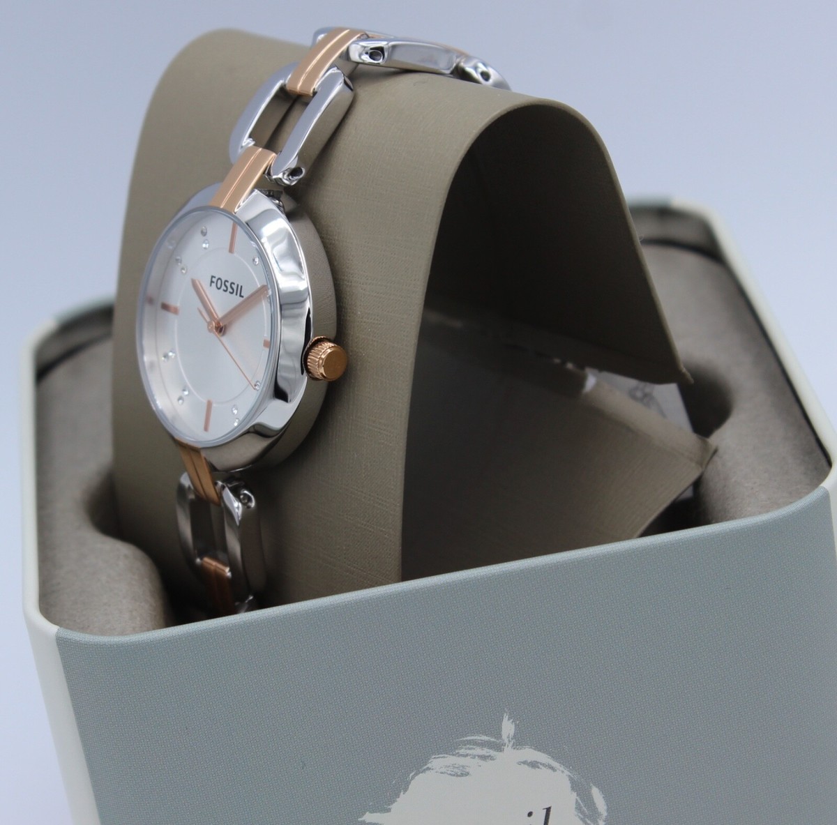 Bq3341 Fossil New]☆FOSSIL Fossil Kerrigan BQ3341Silver/Rose Gold