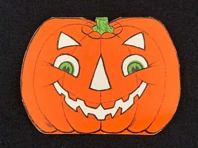 Vintage Norcross Spooky Jack o Lantern Pumpkin Die Cut Halloween ...