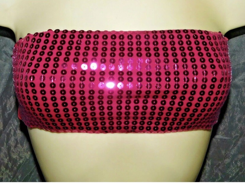 PINK SEQUINED TUBE - 80s Retro ACCESSORIZE - SIZE Medium BNWT | eBay