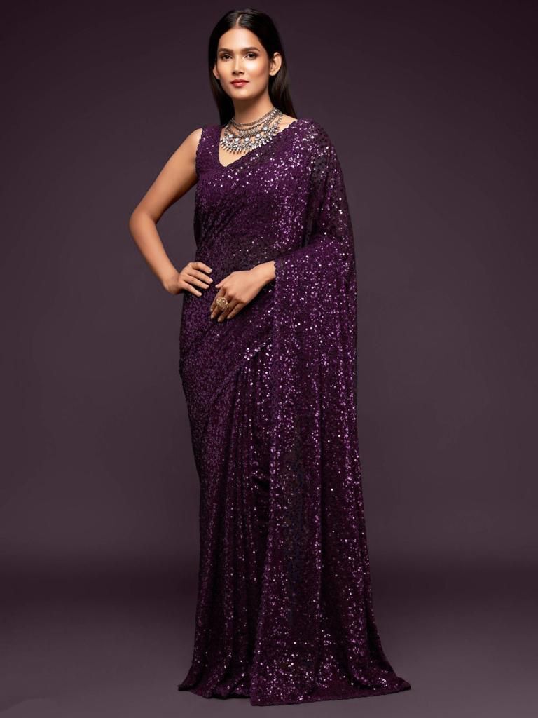 sequence saree blouse style