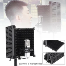 Microphone Isolation Shield 3-Panel Wind Screen Foldable for Studio Record Vocal
