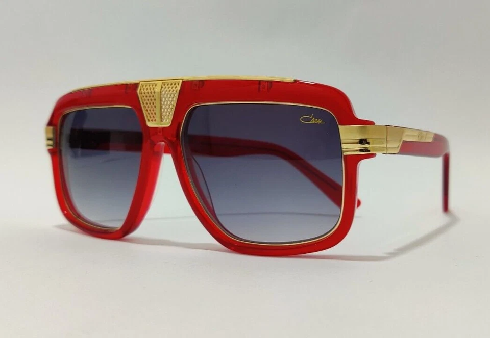 Gafas de sol con montura de cristal rojo y dorado lentes tintadas grises para hombre y mujer Gafas nuevas con etiquetas Foto 2 de 4