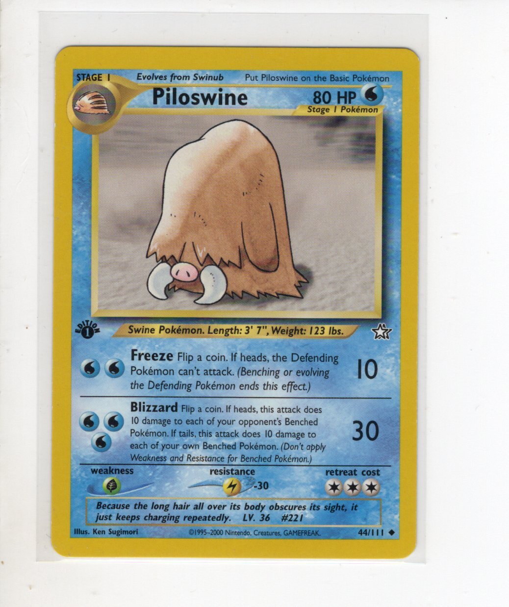 PILOSWINE 1ST EDITION NEO GENESIS SET POKEMON CARD 44/111 LP 