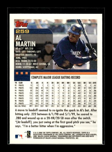 2000 Topps #259 Al Martin (Nuevo) (Bas) - Imagen 2 de 2