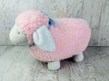 Eden Pink Sherpa Lamb Sheep Plush Stuffed Animal Terrycloth Blue Bow