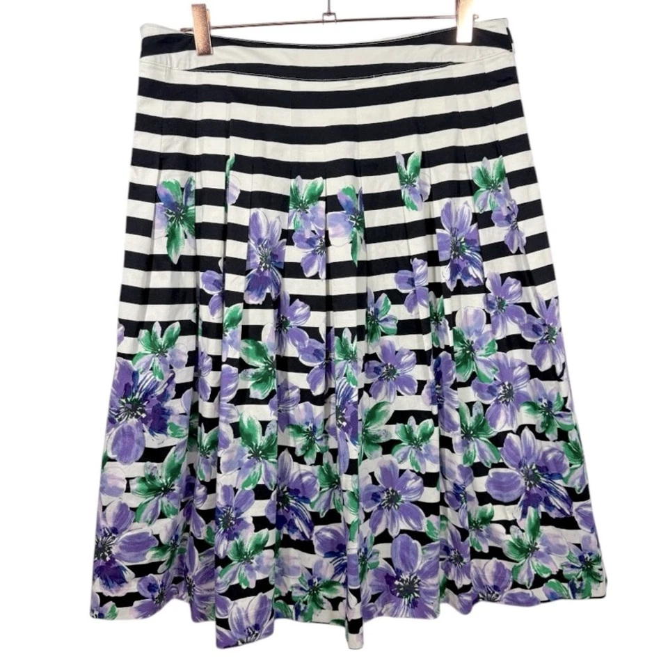 Falda midi plisada floral a rayas Talbots 10 Foto 4 de 4