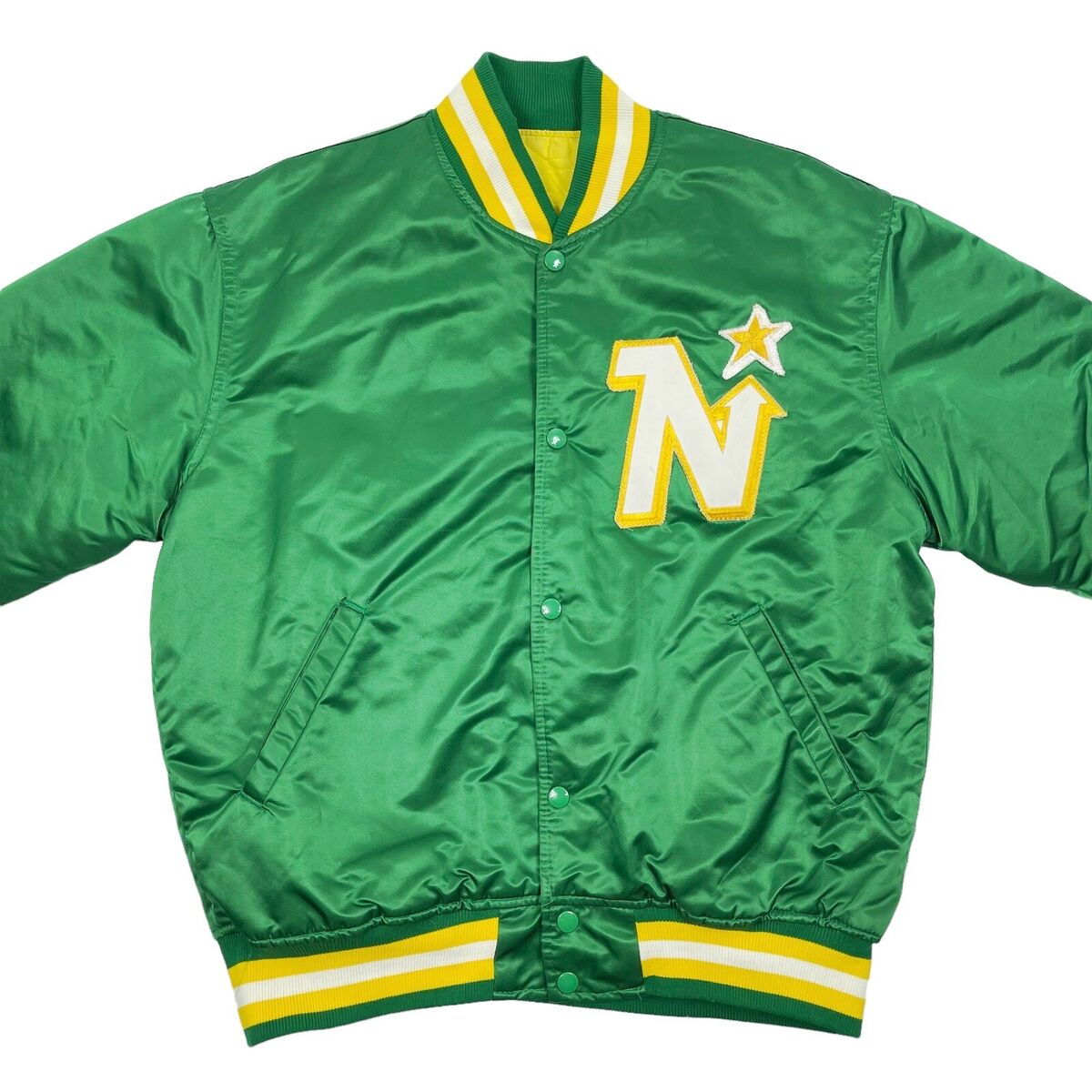 VTG RARE NHL MINNESOTA NORTH STARS GREEN SATIN STARTER VTG RARE NHL MINNESOTA NORTH STARS GREEN SATIN STARTER