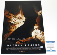 CHRISTIAN BALE SIGNED 'BATMAN BEGINS' 12x18 MOVIE POSTER PROOF BECKETT COA BAS
