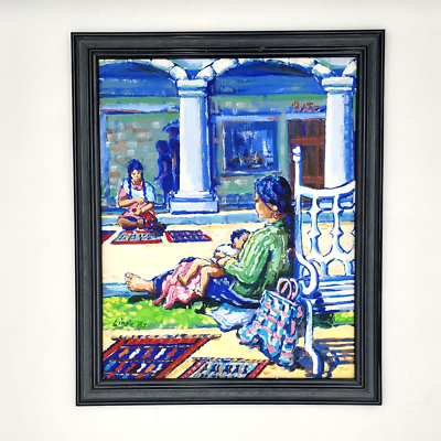 #ad #ad Painting Signed Stan Linde quot;Plaza Scenequot; Southwest Original Art Framed 19quot; x 23quot; $250.00