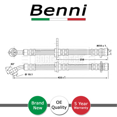 Brake Hose Rear Right Benni Fits Honda Accord 1998-2003 1.8 2.0 2.2 2.3