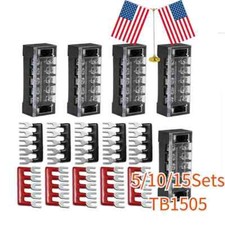 600V 15A 5/10/15Sets 5 Positions Dual Row Screw Terminal Strip Blocks
