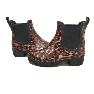 Jeffrey Campbell Cloudy-V Animal Print  Rain Boots Size US 7