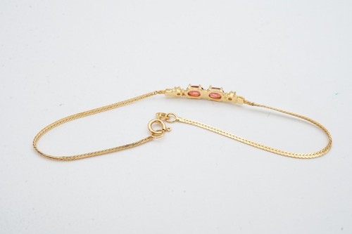 14k Yellow Gold Garnet Diamond Bracelet 7" - Picture 4 of 10