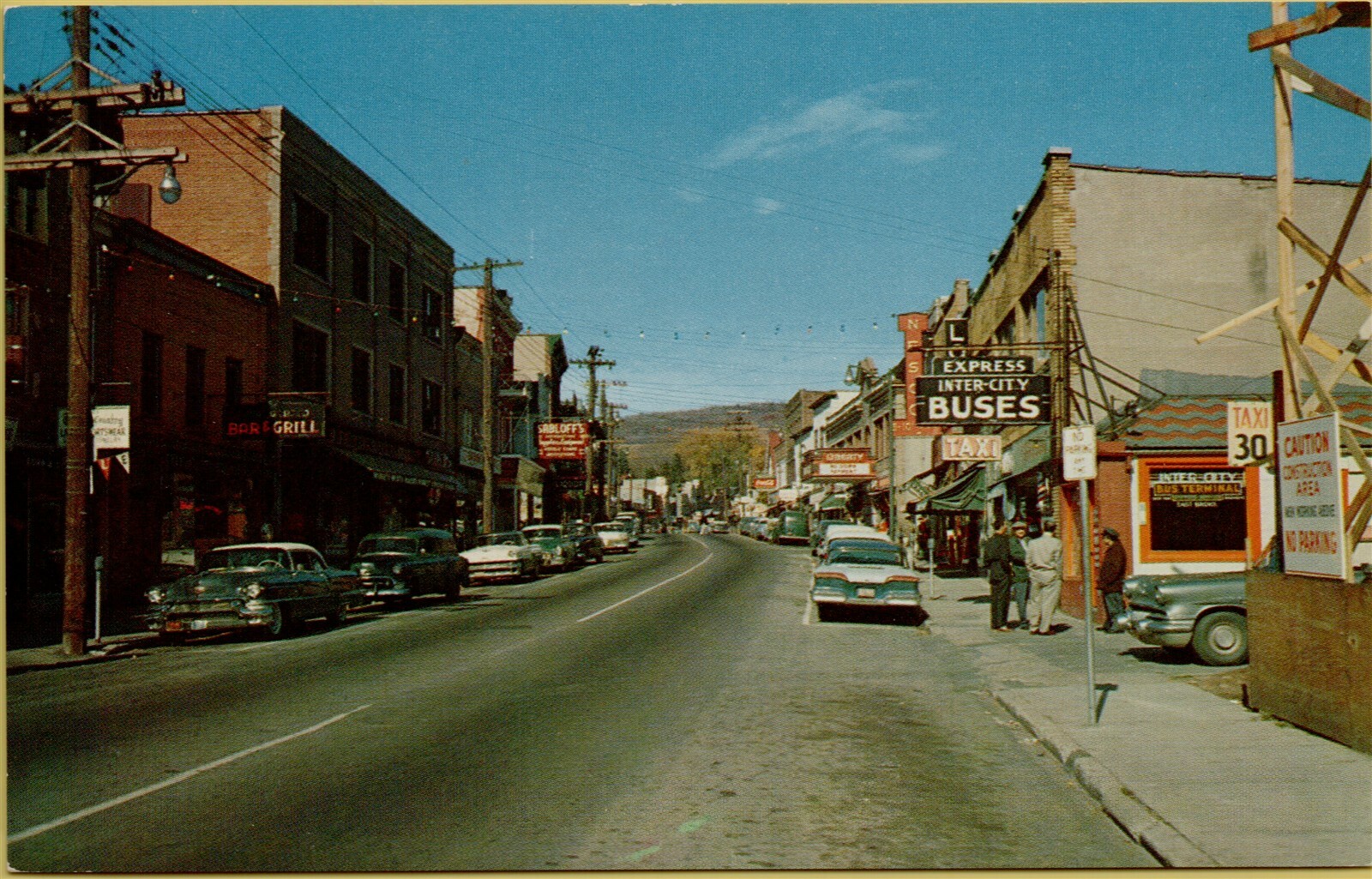 Main Street View Bar Grill Store Fronts Classic Old Cars Liberty NY