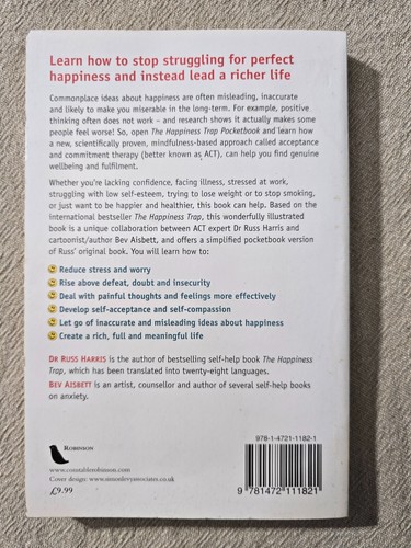 The Happiness Trap Pocketbook by Russ Harris -PB Guide on How to Stop Struggling - Picture 2 of 2