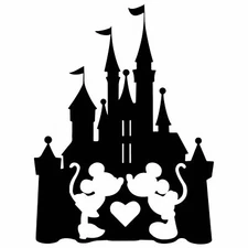 Vinyl Decal for Window  - Mickey & Minnie Mouse w/ Cinderella's Castle (Disney)