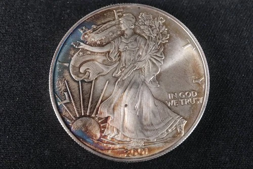 NobleSpirit GEM BU 2001 American SILVER Eagle .999 1oz Dark Toning