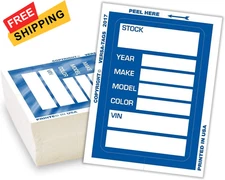 Versa-Tags Car Dealer Stock Stickers Improved Design 100 100 Stickers, Blue 