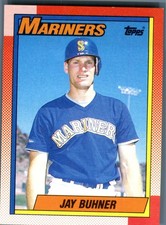 1990 Topps Jay Buhner #554 Seattle Mariners Baseball MLB Card RC Rookie Yankees. rookie card picture
