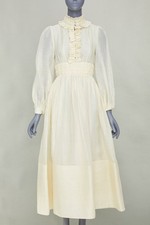 ZIMMERMANN 2021 Luminous ruffle trim cream linen silk midi dress Sz1 S